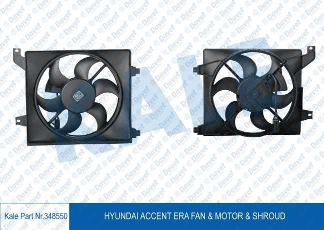 KALE 348550 Fan Motoru Davlumbazli Hyundai Accent Era (Klima Fani)